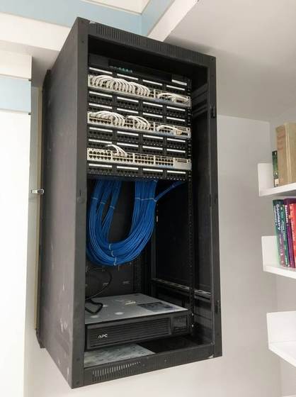 Wall rack — switches, panels, service loops