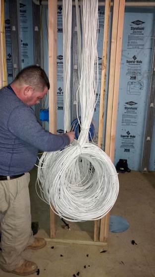 Pulling a bundle on a new-construction rough-in