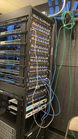 Terminated and labeled panels, fiber uplinks