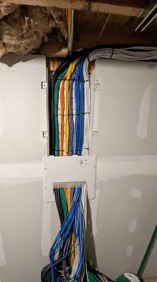 Structured wiring enclosure, terminated and labeled