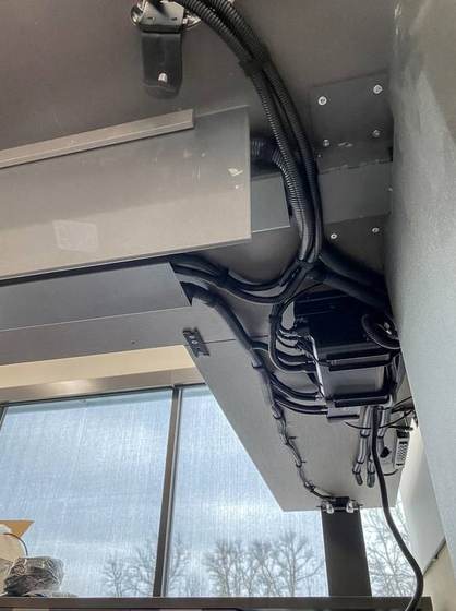 Cable tray turning into the room